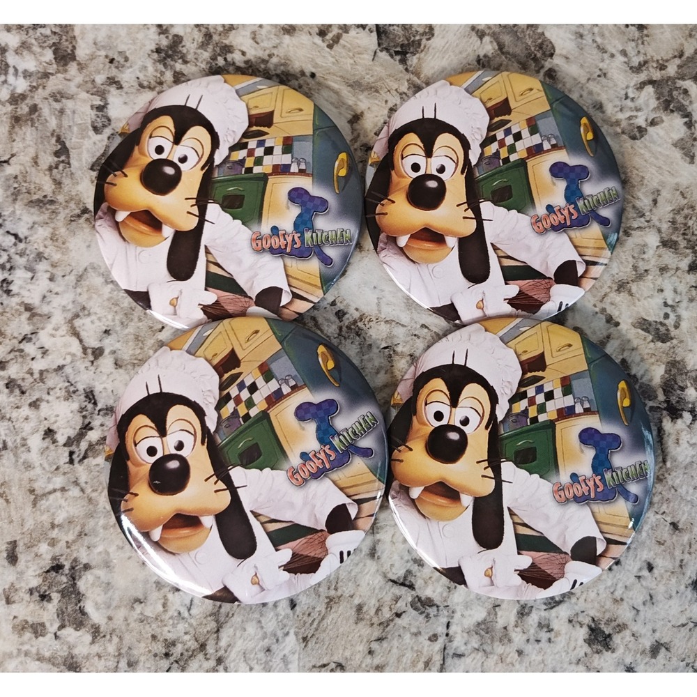 Disney Goofy's Kitchen Button Pin Lot of 4pc Multicolor Chef Goofy Disneyland